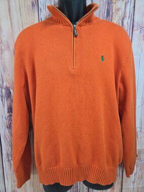Polo Ralph Lauren Orange Quarter-Zip Sweater Size Large